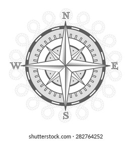 nautical label. vintage compass, icon and design element.
