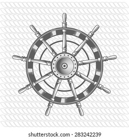 nautical label. vintage rudder, icon and design element.