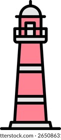 Nautical Lighthouse Icon in Flat Design