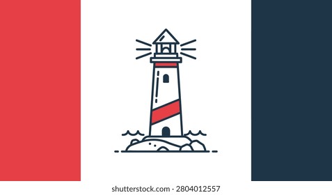 Nautical lighthouse illustration representing guidance and safety, perfect for maritime branding, travel agencies, and coastal-themed graphic designs.