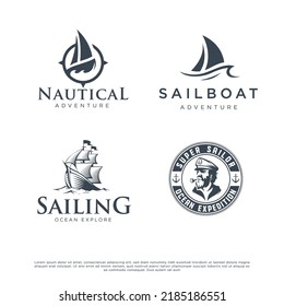 nautical logo bundle boat and sailor