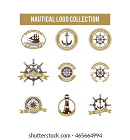 Nautical logo design template collection set