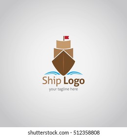 Nautical Logo Design Template. Ship Logo Vector Illustration
