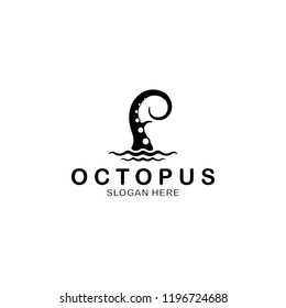 Nautical Logo Design With Tentacle On The Water Vector