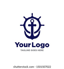 Nautical logo template. Flat design style on white background.