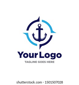 Nautical logo template. Flat design style on white background.