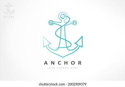 Nautical logo vector. Helm and anchor design.
