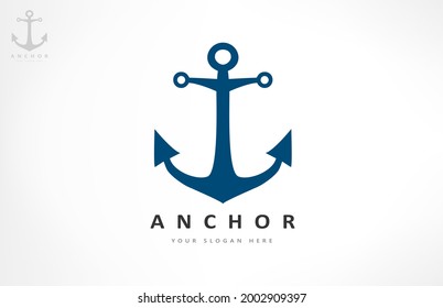 Nautical logo vector. Helm and anchor design.