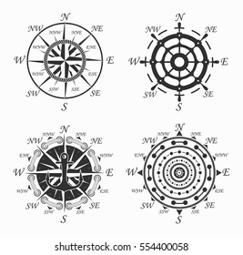 Nautical Logos Templates Set. Vector object and Icons for Marine Labels, Sea Badges, Anchor Logos Design, Emblems Graphics, sides of the world.