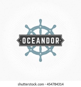 Nautical Logotype Design Element in Vintage Style for Logo or Label Retro vector illustration. Helm Icon Silhouette.