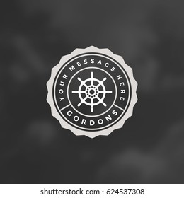 Nautical Logotype Design Element in Vintage Style Label Retro vector illustration. Helm Icon Silhouette.