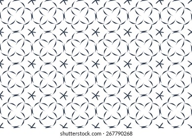 Nautical Loops with Starfish Seamless Navy Blue & White Pattern - Vector