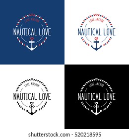 Nautical love logo with anchor and heart