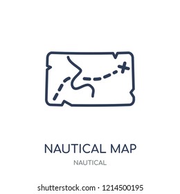 nautical Map icon. nautical Map linear symbol design from Nautical collection. Simple outline element vector illustration on white background.