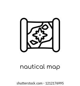 nautical Map icon. Trendy modern flat linear vector nautical Map icon on white background from thin line Nautical collection, editable outline stroke vector illustration