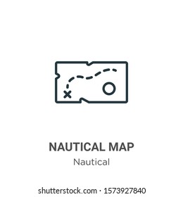 Nautical map outline vector icon. Thin line black nautical map icon, flat vector simple element illustration from editable nautical concept isolated on white background