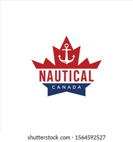 Nautical Maple Leaf  Logo stock vector  . Canadian Nautical  Logo .