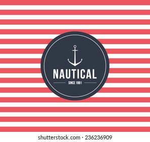 Nautical, marine background with anchor logo, retro vintage, hipster style design. Brand branding, company, identity, corporate. Clean and modern