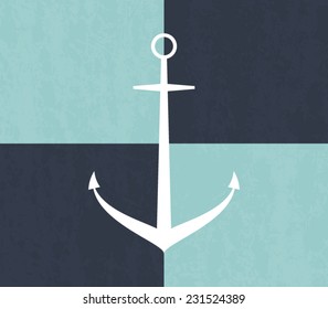 Nautical, marine background with anchor, retro vintage, hipster style. Sail, sailing, decorative