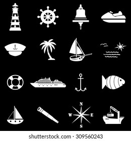 Nautical marine boat ship icons set illustration