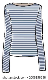 Nautical or marine clothes, isolated tshirt or sweater with sleeves. Top for stylish apparels and outfits, comfortable clothing and natural textile. Trends and new brands. Vector in flat style