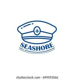 Nautical, marine logotype vector design  with captain hat.