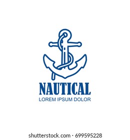 Nautical, marine logotype vector design  with anchor.