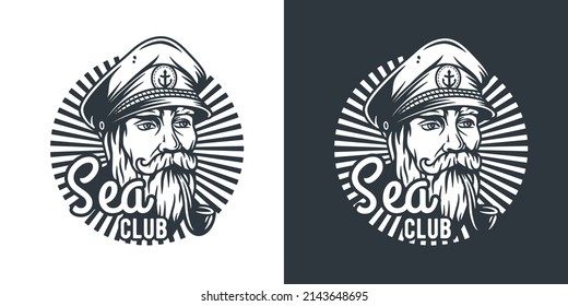 Nautical marine print with captain or sea farer, ocean travel men