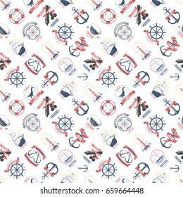 Nautical marine sea anchor design graphics vector seamless pattern background