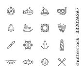 Nautical, marine and sea thin line icons