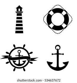 Nautical and marine vector icon set
