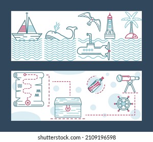 nautical and maritime banners set