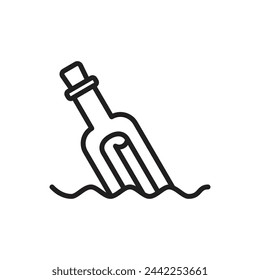 Mensaje Náutico En Una Botella Contorno Icono Ilustración Vectorial