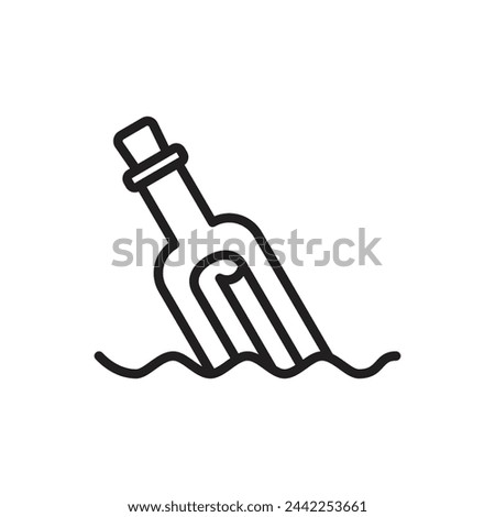 Nautical Message In A Bottle Outline Icon Vector Illustration