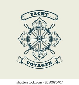 Nautical monochrome logo design template