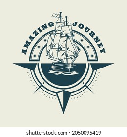 Nautical monochrome logo design template