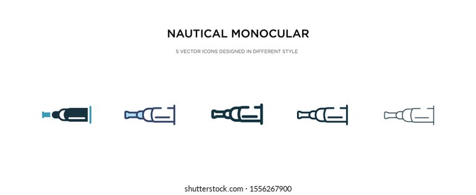 nautical monocular icon in different style vector illustration. two colored and black nautical monocular vector icons designed in filled, outline, line and stroke style can be used for web, mobile,