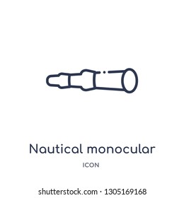 nautical monocular icon from nautical outline collection. Thin line nautical monocular icon isolated on white background.