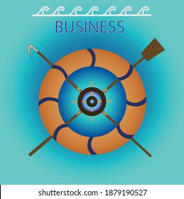nautical motif, paddle, float, harpoon