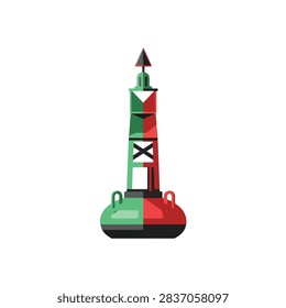Nautical Navigation Buoy Icon with Red and Green Bifurcation Marking for Marine Safety and Wayfinding