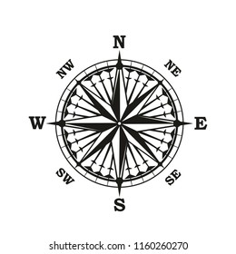 Nautical navigation compass or seafarer Rose of Winds. Vector marine and sailing cartography navigator sextant with direction arrows to North, South, East and West