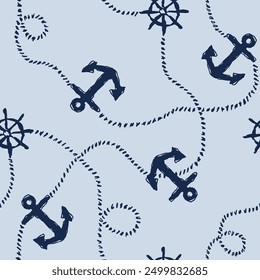 Nautical navy anchor seamless pattern