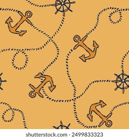 Nautical navy anchor seamless pattern