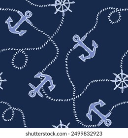 Nautical navy blue anchor pattern