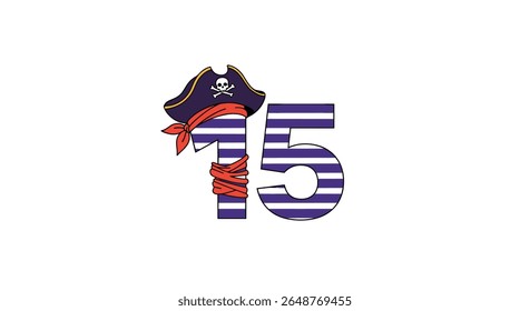 Nautical nineteen fifties pirate celebration fun number fifteen nautical theme design