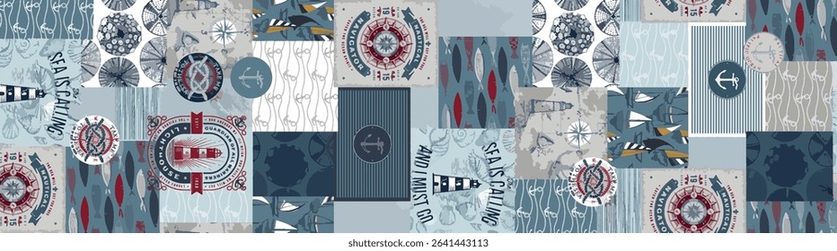 Nautical Patchwork Pattern for Fabric or Wallpaper