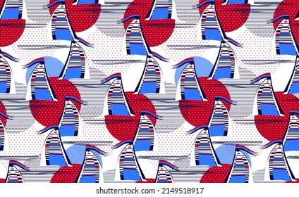 nautical pattern for clothes and textiles, design with nautical sails and geometric shapes perfect for decoration, papers and fabrics