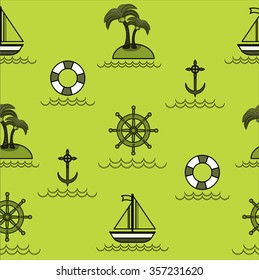 Nautical pattern inspired with small boats on waves. Texture for web, print, wallpaper, home decor, spring summer fashion fabric, textile, invitation or website background. Marine set.