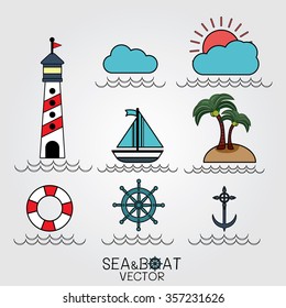 Nautical pattern inspired with small boats on waves. Texture for web, print, wallpaper, home decor, spring summer fashion fabric, textile, invitation or website background. Marine set.