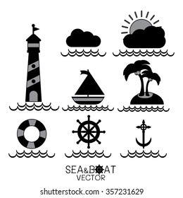 Nautical pattern inspired with small boats on waves. Texture for web, print, wallpaper, home decor, spring summer fashion fabric, textile, invitation or website background. Marine set.